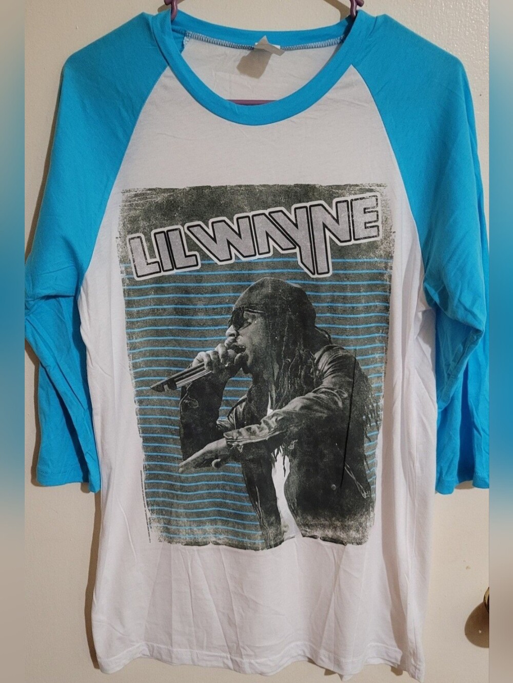 Lil Wayne Long Sleeve 3/4 Length Shirt Graphic Tee Size Large